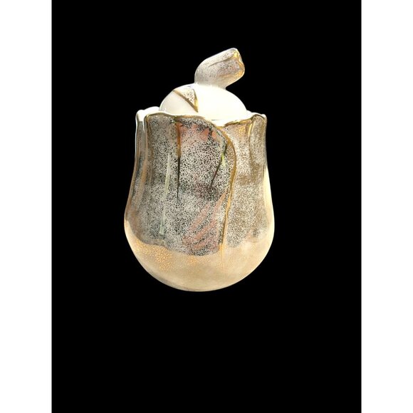 Vintage Bombay Company Ethereal Rose Porcelain Tea Pot Sugar Dish Speckled Metal - Picture 16 of 16